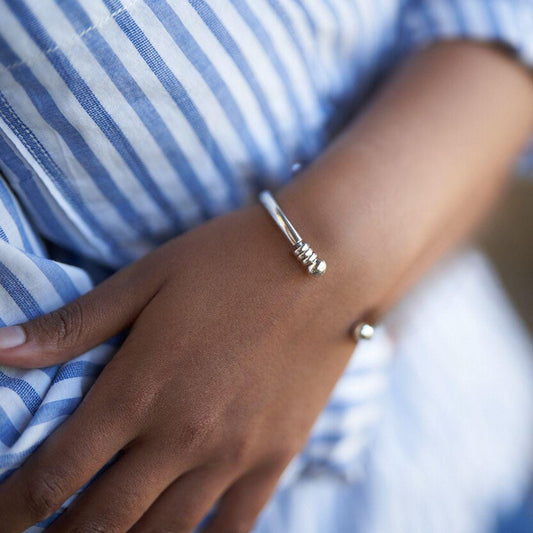 Sterling Silver Chunky Family Ring Cuff Bangle