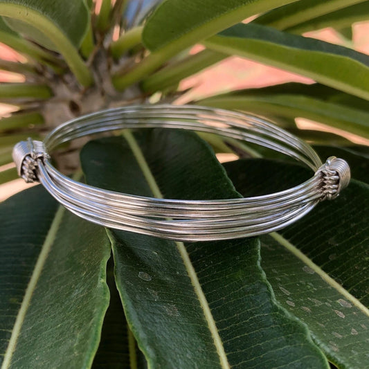 Two Knot Five Strand Silver Elephant Knot Bangle