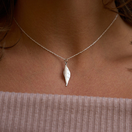 Mini Leaf Necklace in Sterling Silver